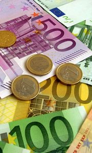 Preview wallpaper money, euro, banknotes, coins