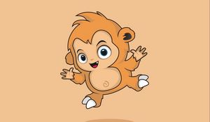 Preview wallpaper monkey, art, monster, cute, jump
