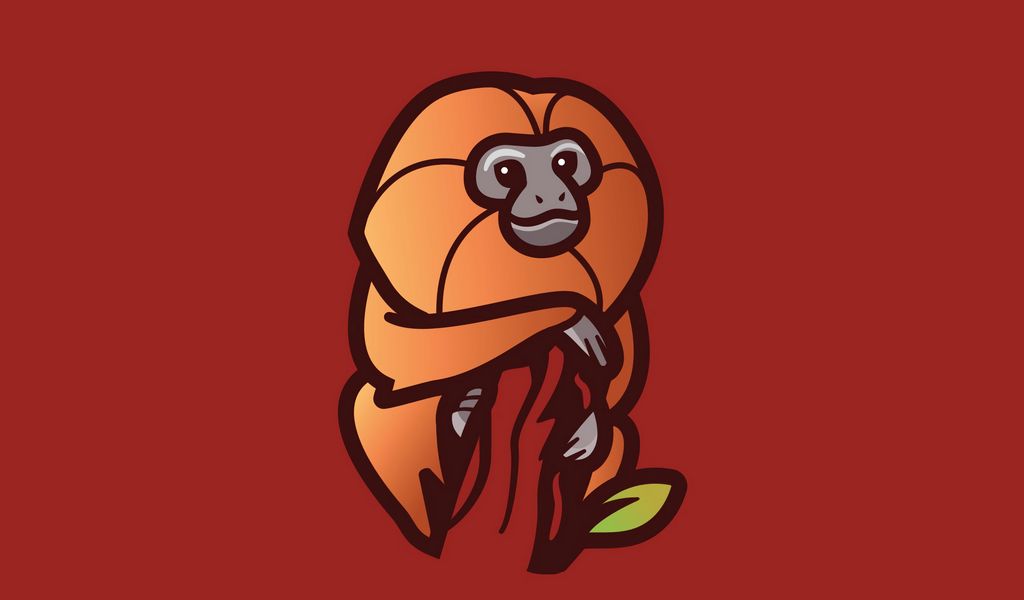 1024x600 Wallpaper monkey, branch, art, vector, minimalism