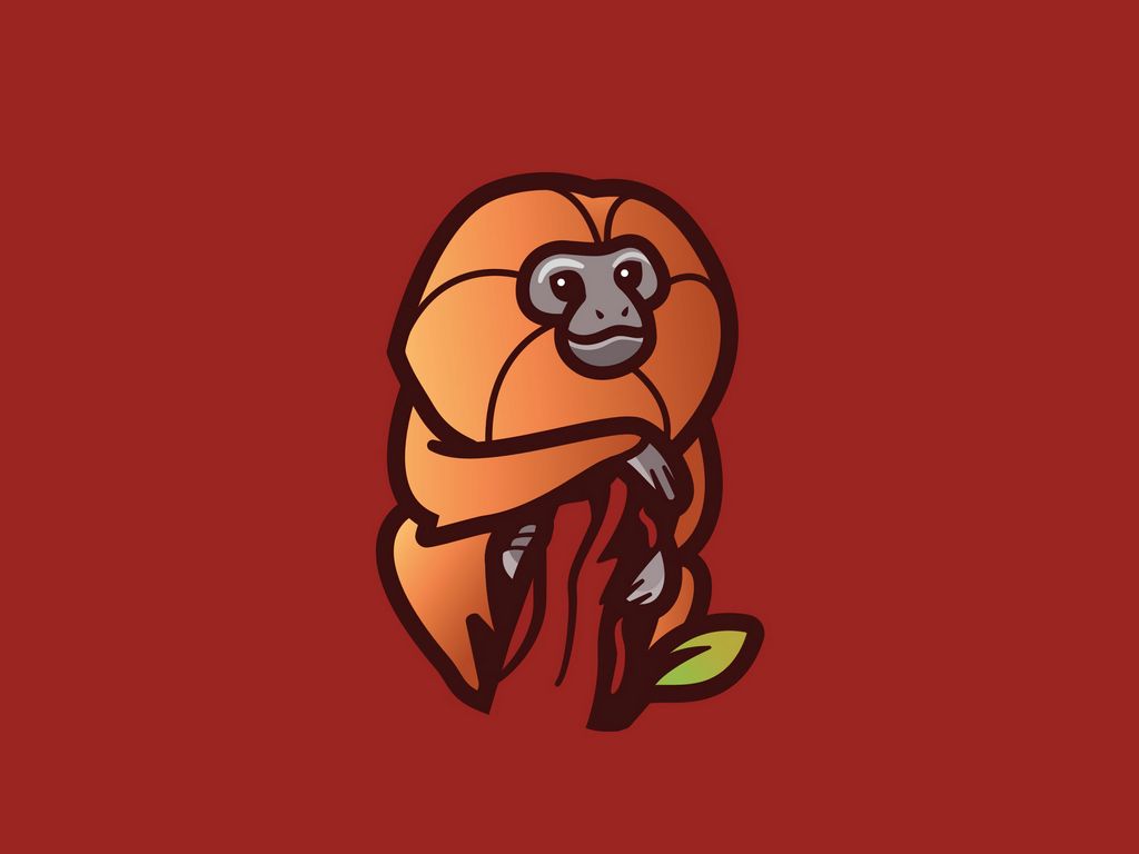 1024x768 Wallpaper monkey, branch, art, vector, minimalism