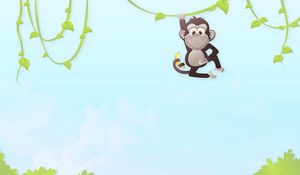 Preview wallpaper monkey, drawing, branch, hang