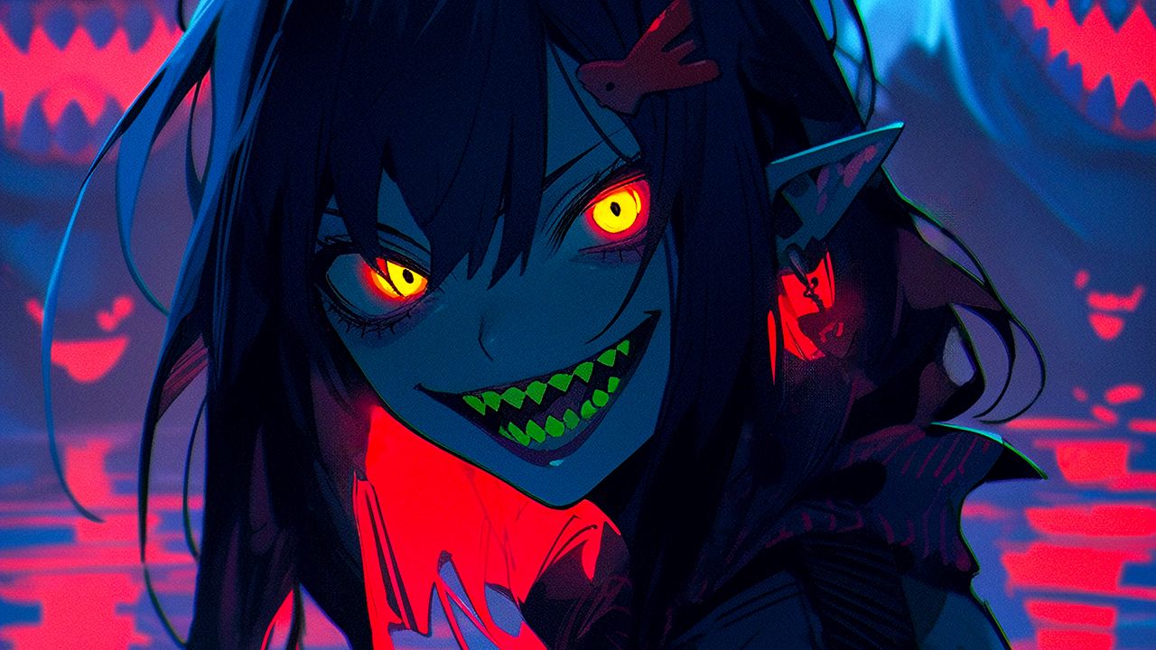 Wallpaper monster, girl, demon, swamp, anime, art