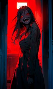 Preview wallpaper monster, girl, teeth, anime