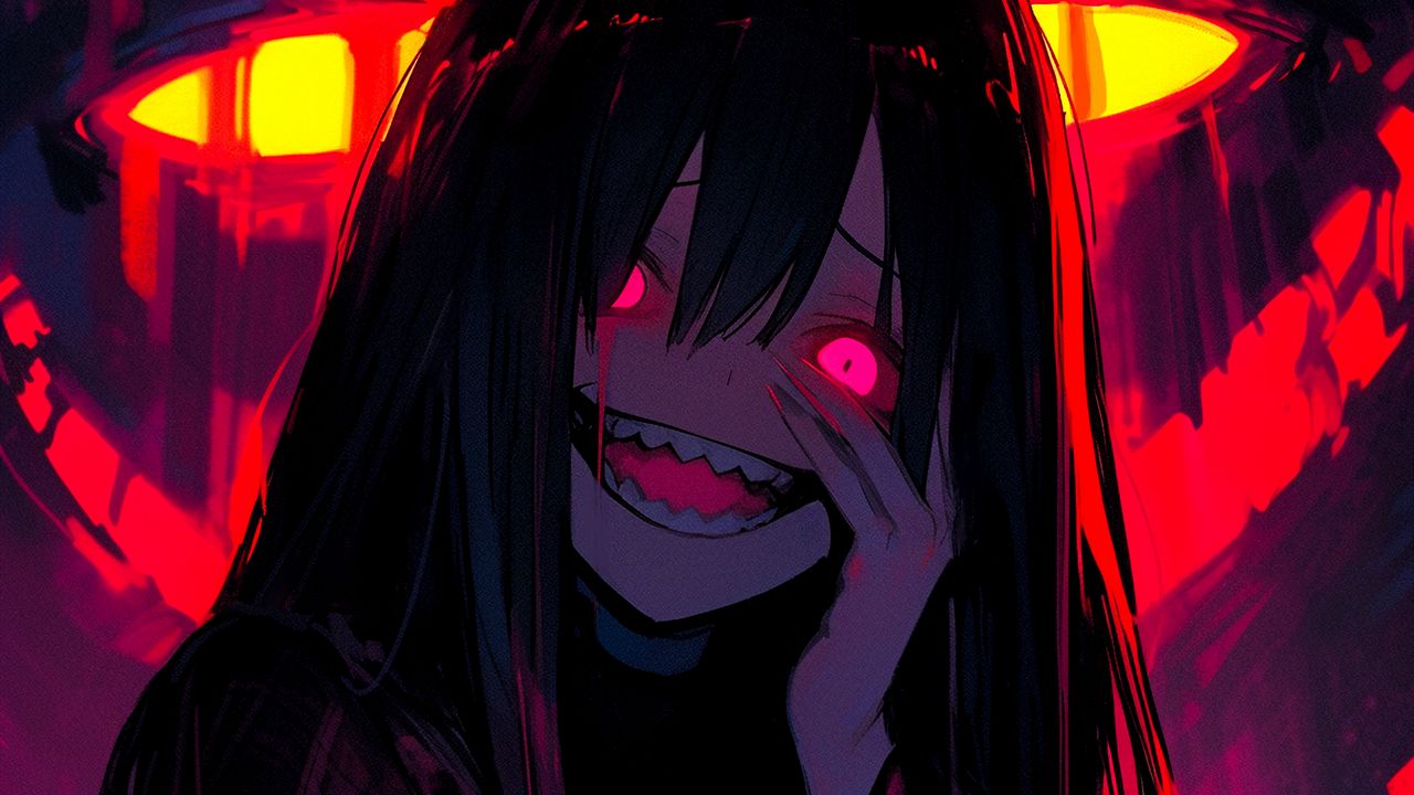 Wallpaper monster, girl, teeth, eyes, anime
