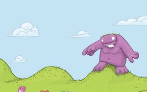 Preview wallpaper monster, grass, colorful, animals, vector