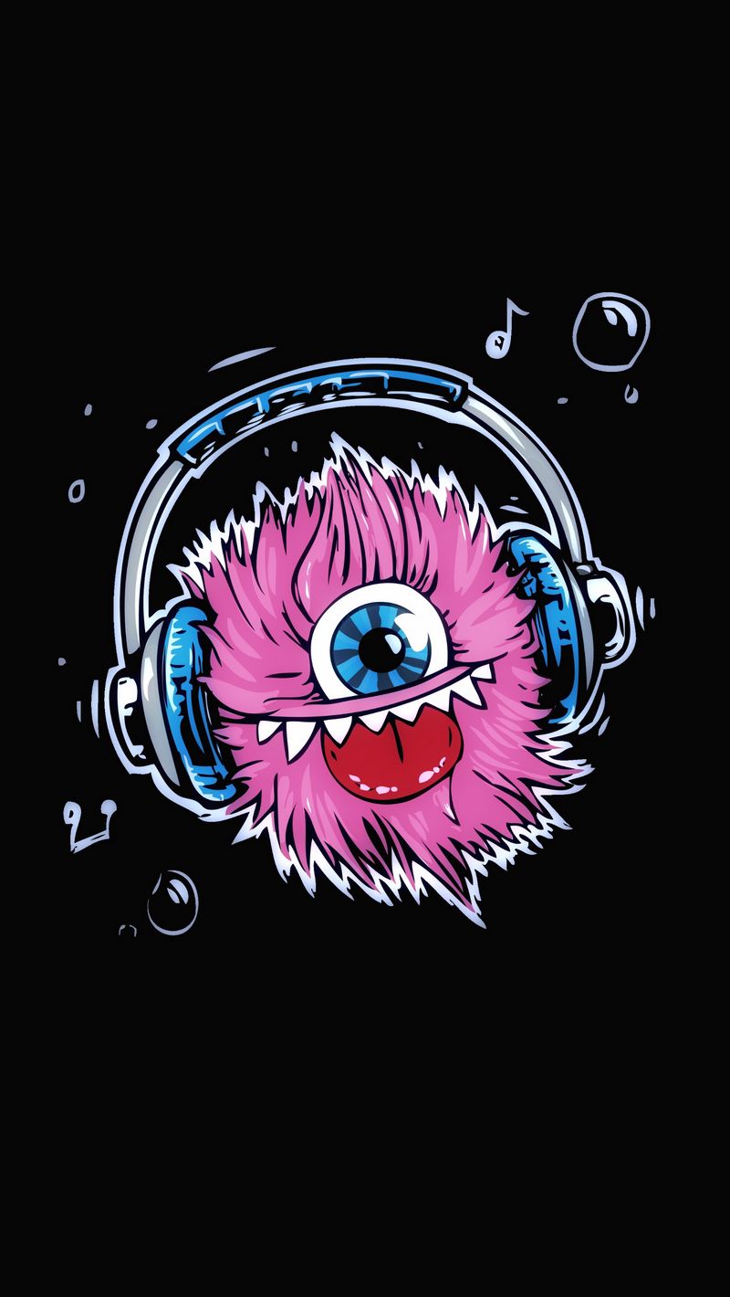 Download wallpaper 800x1420 monster headphones cute art protruding  tongue iphone se5s5c5 for parallax hd background