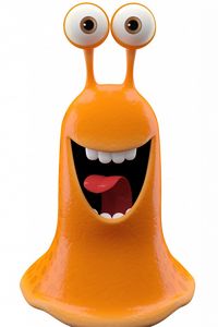 Preview wallpaper monster, orange slug, smile, white background