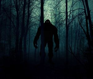Preview wallpaper monster, silhouette, forest, night, art