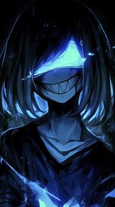 Preview wallpaper monster, smile, teeth, mask, art, anime, blue