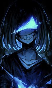 Preview wallpaper monster, smile, teeth, mask, art, anime, blue