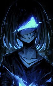 Preview wallpaper monster, smile, teeth, mask, art, anime, blue