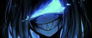 Preview wallpaper monster, smile, teeth, mask, art, anime, blue