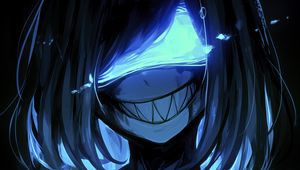 Preview wallpaper monster, smile, teeth, mask, art, anime, blue