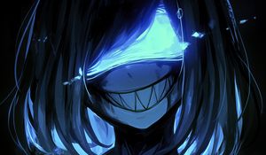 Preview wallpaper monster, smile, teeth, mask, art, anime, blue