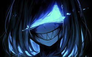 Preview wallpaper monster, smile, teeth, mask, art, anime, blue