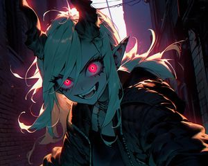 Preview wallpaper monster, vampire, fangs, horns, claws, anime
