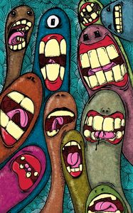 Preview wallpaper monsters, art, teeth, colorful