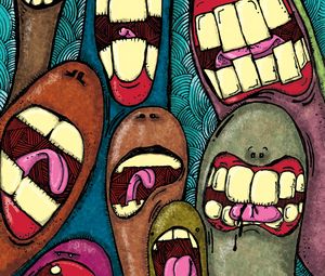 Preview wallpaper monsters, art, teeth, colorful
