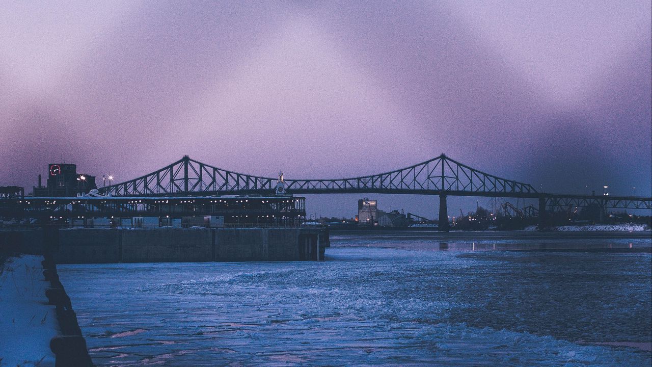 Wallpaper montreal, canada, bridge, river, evening