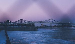 Preview wallpaper montreal, canada, bridge, river, evening