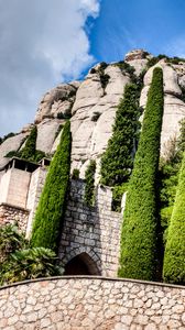 Preview wallpaper montserrat, catalonia, spain, trees