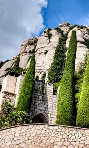 Preview wallpaper montserrat, catalonia, spain, trees