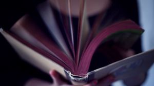 Preview wallpaper mood, girl, book, page, movement, turns the