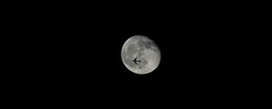 Preview wallpaper moon, airplane, dark, sky, space