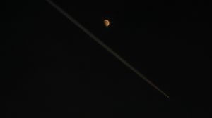 Preview wallpaper moon, airplane, sky, black