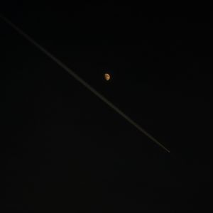 Preview wallpaper moon, airplane, sky, black