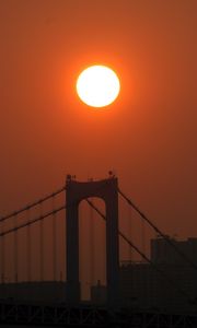 Preview wallpaper moon, bridge, silhouette, dark