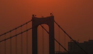 Preview wallpaper moon, bridge, silhouette, dark