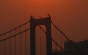 Preview wallpaper moon, bridge, silhouette, dark