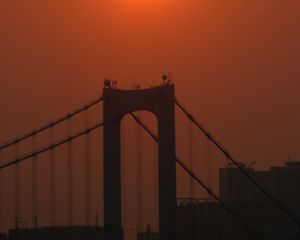 Preview wallpaper moon, bridge, silhouette, dark