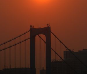 Preview wallpaper moon, bridge, silhouette, dark