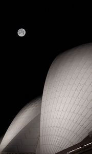 Preview wallpaper moon, building, night, full moon, architecture