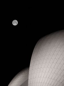 Preview wallpaper moon, building, night, full moon, architecture
