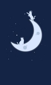 Preview wallpaper moon, cats, stars, art, minimalism