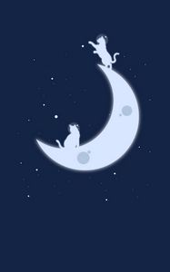 Preview wallpaper moon, cats, stars, art, minimalism