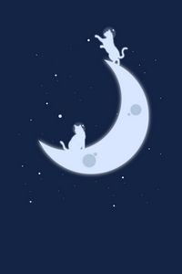 Preview wallpaper moon, cats, stars, art, minimalism