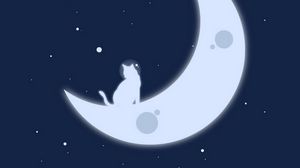 Preview wallpaper moon, cats, stars, art, minimalism