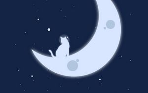 Preview wallpaper moon, cats, stars, art, minimalism