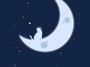 Preview wallpaper moon, cats, stars, art, minimalism