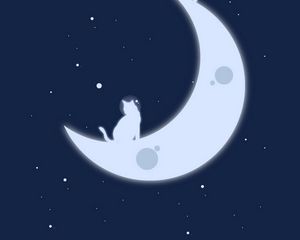Preview wallpaper moon, cats, stars, art, minimalism