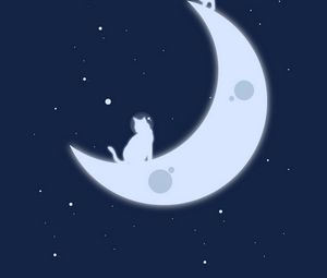 Preview wallpaper moon, cats, stars, art, minimalism