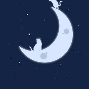 Preview wallpaper moon, cats, stars, art, minimalism