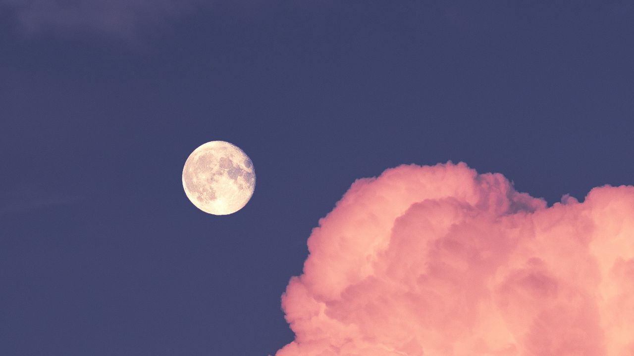 Wallpaper moon, cloud, sky, pink