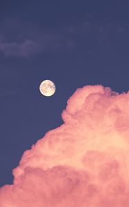Preview wallpaper moon, cloud, sky, pink