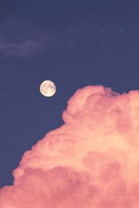 Preview wallpaper moon, cloud, sky, pink