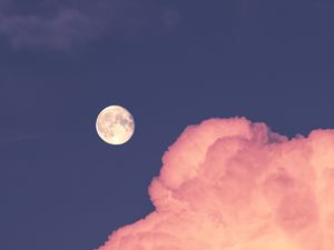 Preview wallpaper moon, cloud, sky, pink